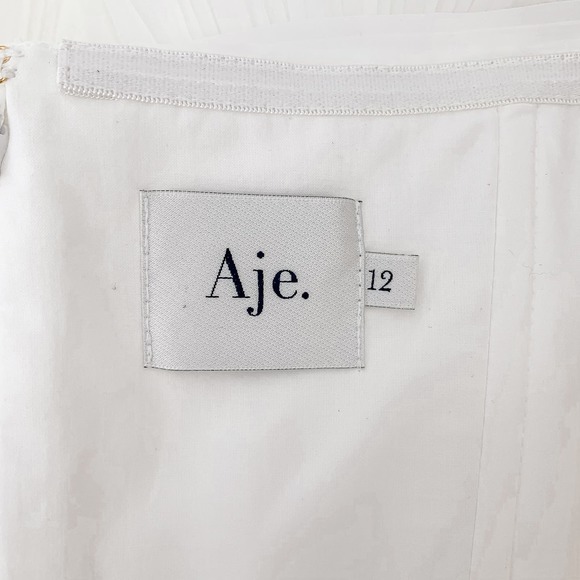 Aje Dress Expressive Mini White Strapless Pleated Ruffles Wedding Bride Large 8 - Picture 11 of 13